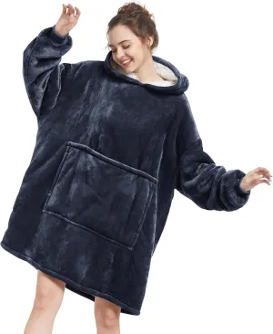 Aemilas Wearable Blanket Hoodie - Warm Sherpa Blanket Sweatshirt as Gifts for Adult Women Mom Men, One Size Fits All