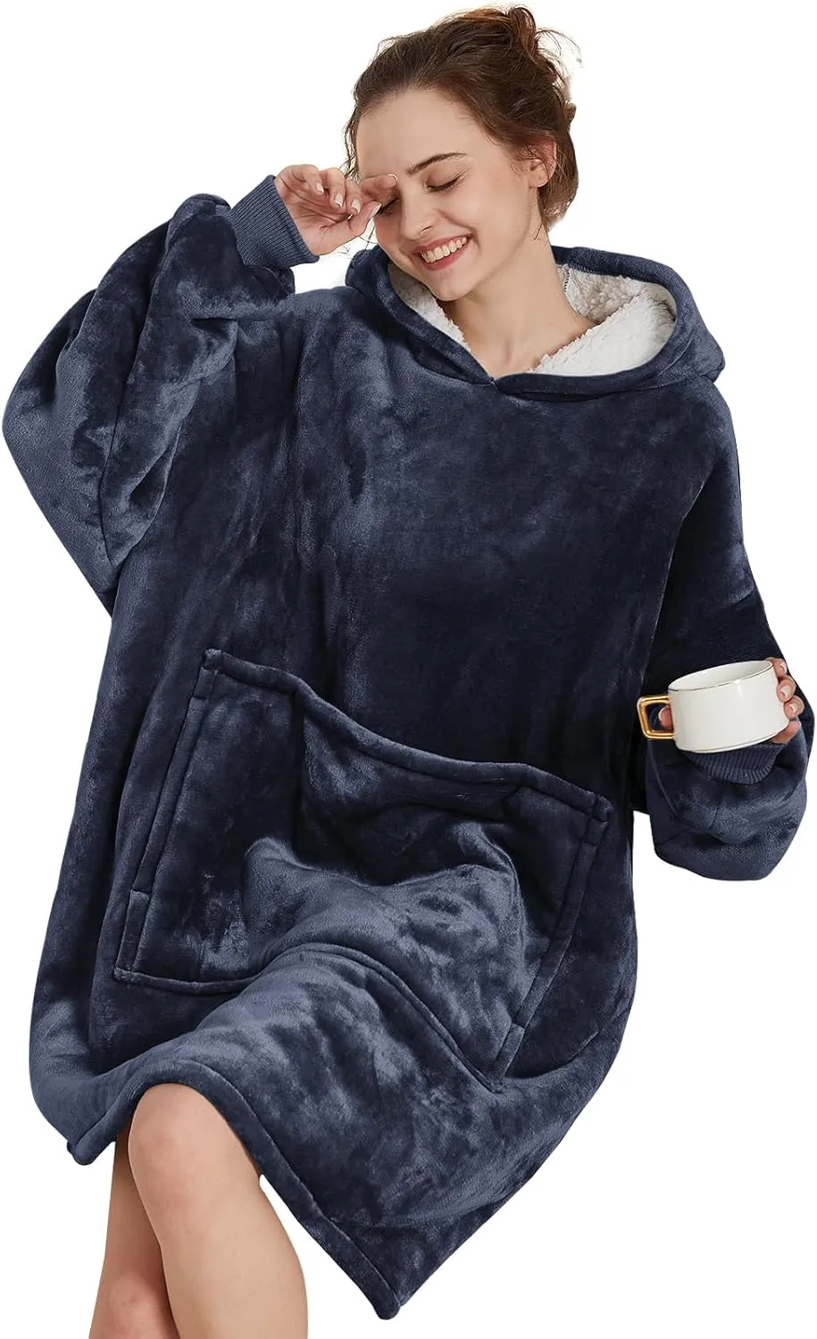 Aemilas Wearable Blanket Hoodie - Warm Sherpa Blanket Sweatshirt as Gifts for Adult Women Mom Men, One Size Fits All