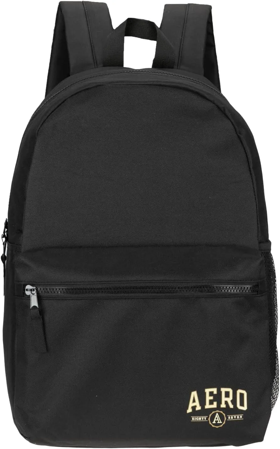 Aeropostale Wellington Unisex Backpack - Aero Mens and Womens Bag for Everyday Use (Black)