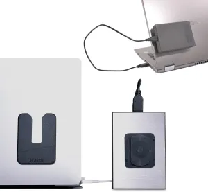 Aesthetic Portable Computer Mounted External Hard Drive and Hub Holder to Organize Laptop Workspace and Declutter Cable with Lock System (1 DriveSlide (Black))