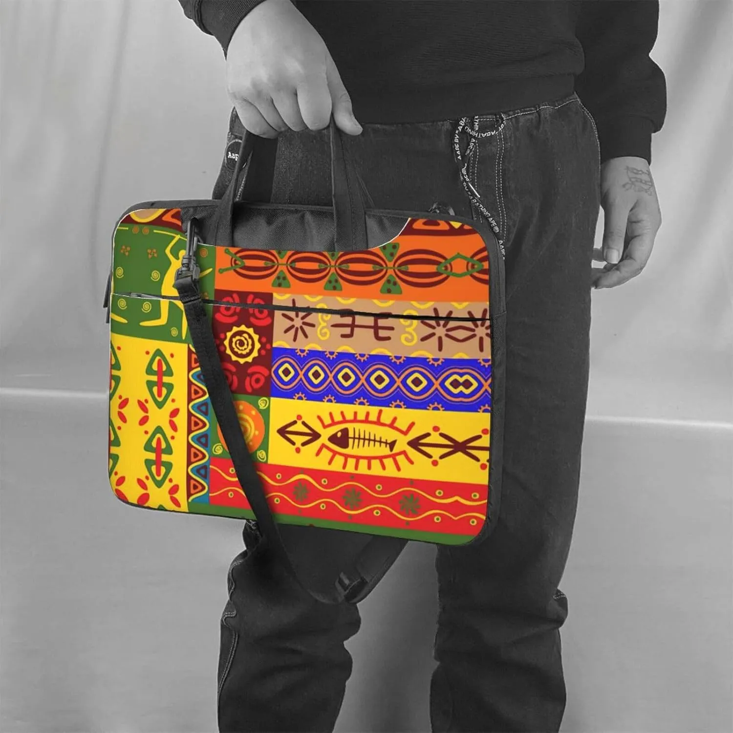 African National Patterns Print Trendy Oxford Cloth Laptop Bag - Versatile Laptop Case,Messenger Bag, Shoulder Bag