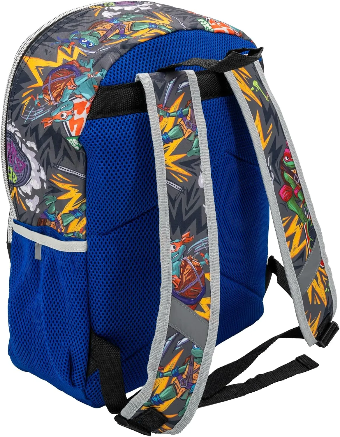 AI ACCESSORY INNOVATIONS Teenage Mutant Ninja Turtles Backpack, 16” TMNT School Bag Featuring a 3D EVA molded Turtle Shell Front Pocket, Blue & Green