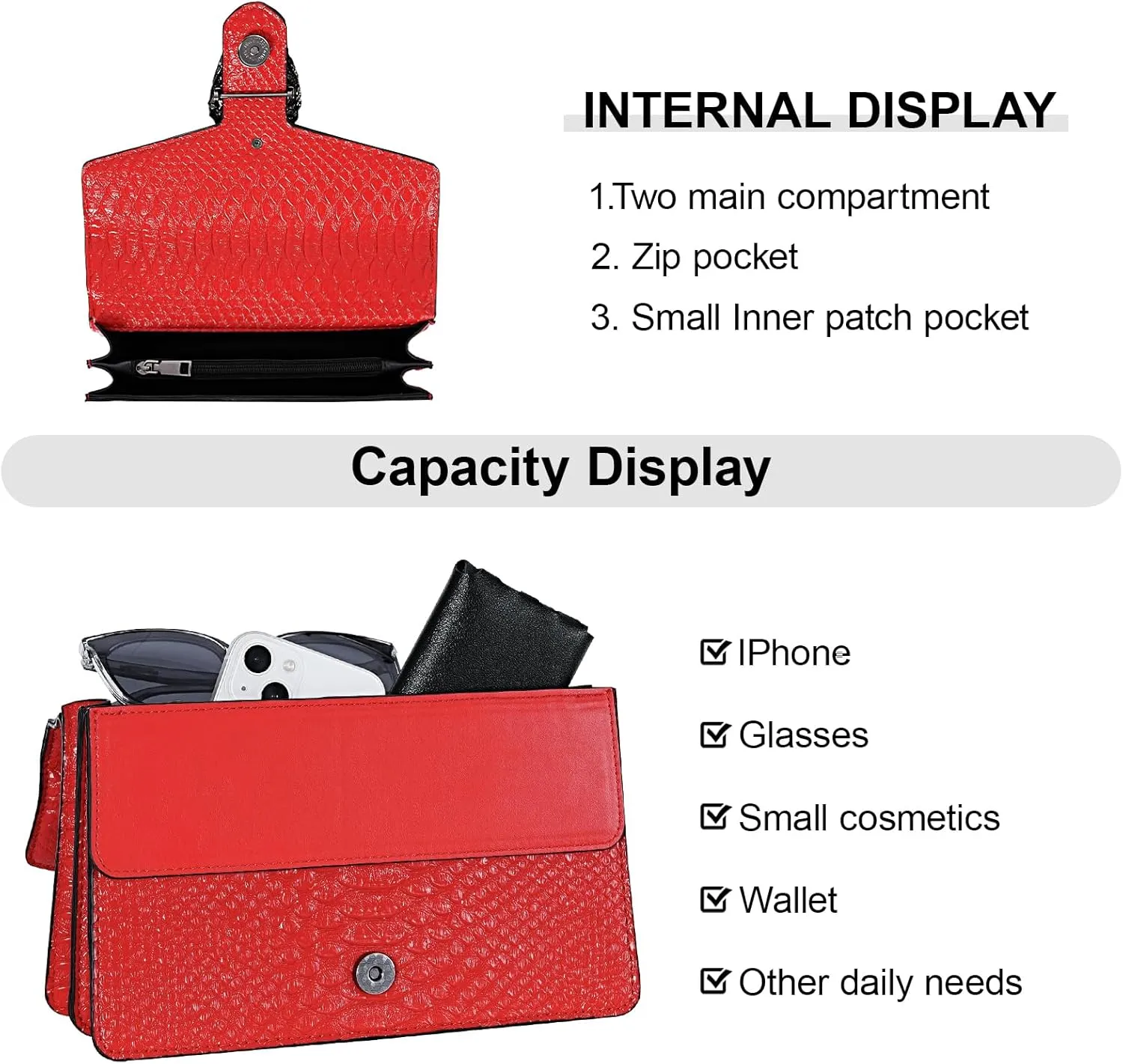 Aiqudou Crossbody Bag and Satchel Purse for Women - Fashion Snake Print Chain Purse Luxury PU Leather HandBag