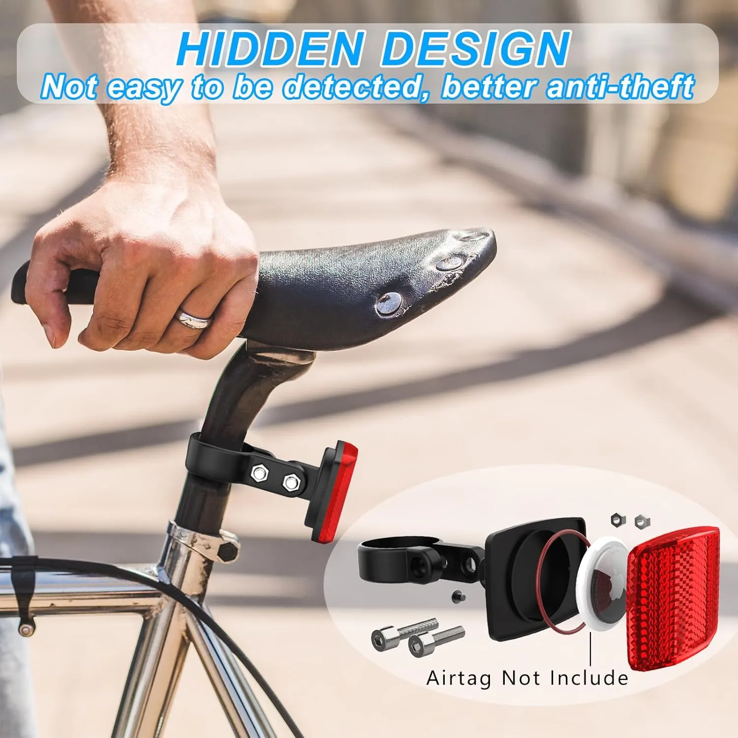 Airtag Bike Mount - Hidden GPS Tracker Case for Apple Airtag, Anti-Theft Holder for Electric Bicycle and Scooter