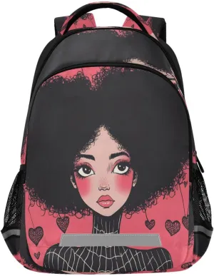 ALAZA Beautiful Woman with Black Explosive Hair Backpacks Travel Laptop Daypack School Book Bag for Men Women Teens Kids