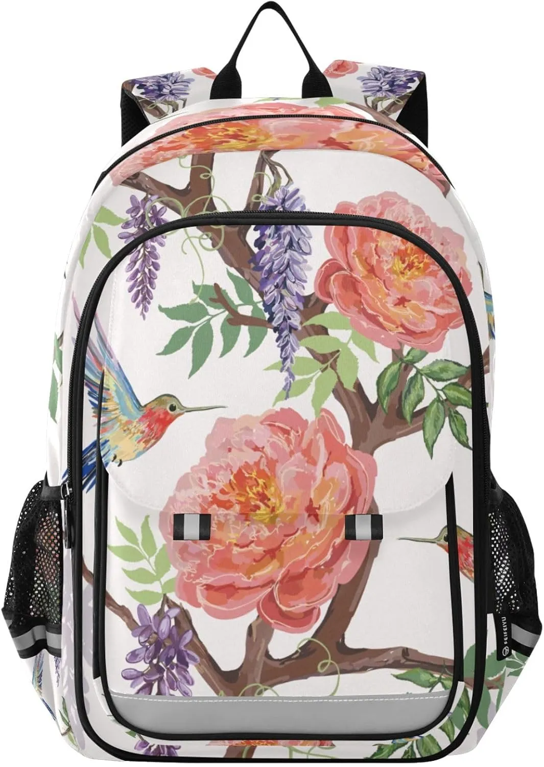 ALAZA Hummingbird Wisteria Rose Laptop Backpack Purse for Women BookBags 17 inch School Bags Men Boys Girls Travel Casual Daypack