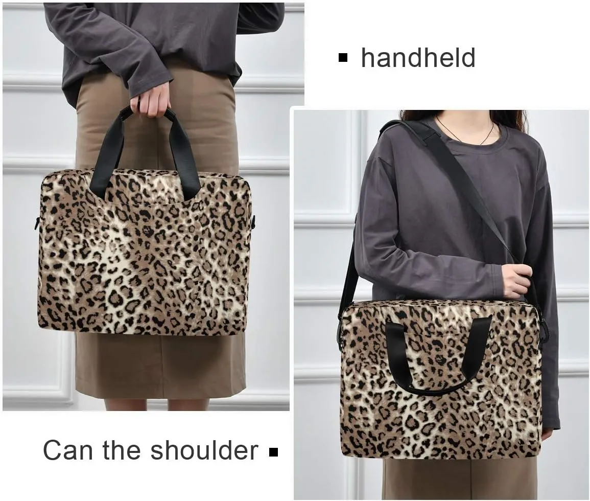 ALAZA Leopard Print Cheetah Animal Laptop Case Bag Sleeve Portable Crossbody Messenger Briefcase w/Strap Handle, 13 14 15.6 inch