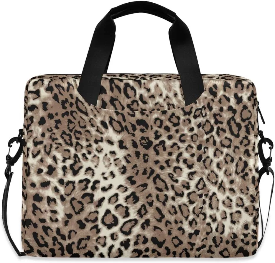 ALAZA Leopard Print Cheetah Animal Laptop Case Bag Sleeve Portable Crossbody Messenger Briefcase w/Strap Handle, 13 14 15.6 inch