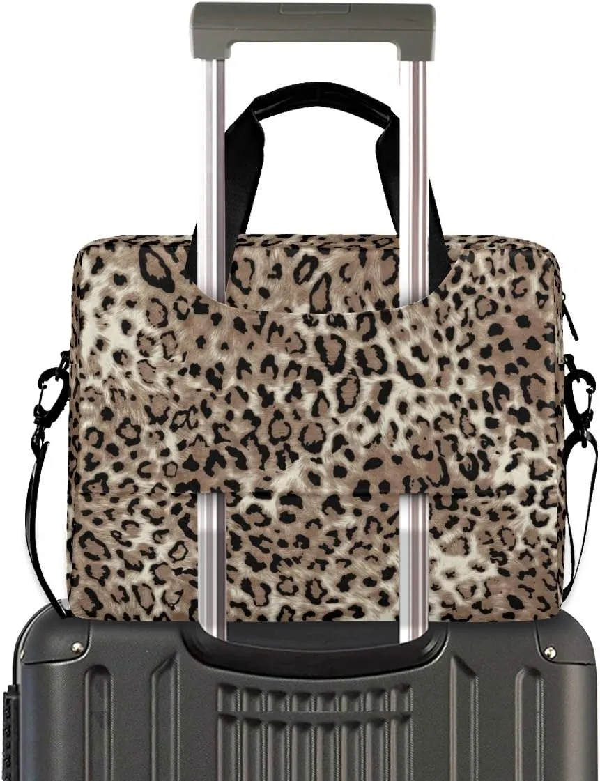 ALAZA Leopard Print Cheetah Animal Laptop Case Bag Sleeve Portable Crossbody Messenger Briefcase w/Strap Handle, 13 14 15.6 inch