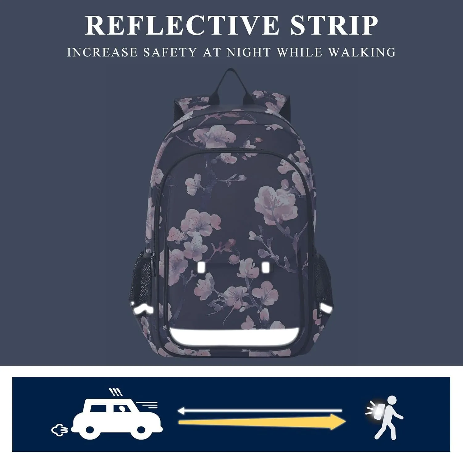 ALAZA Pink Purple Cherry Blossoms School Backpacks Travel Laptop Bag Kids Bookbag for Girls Boys Teens Women Men