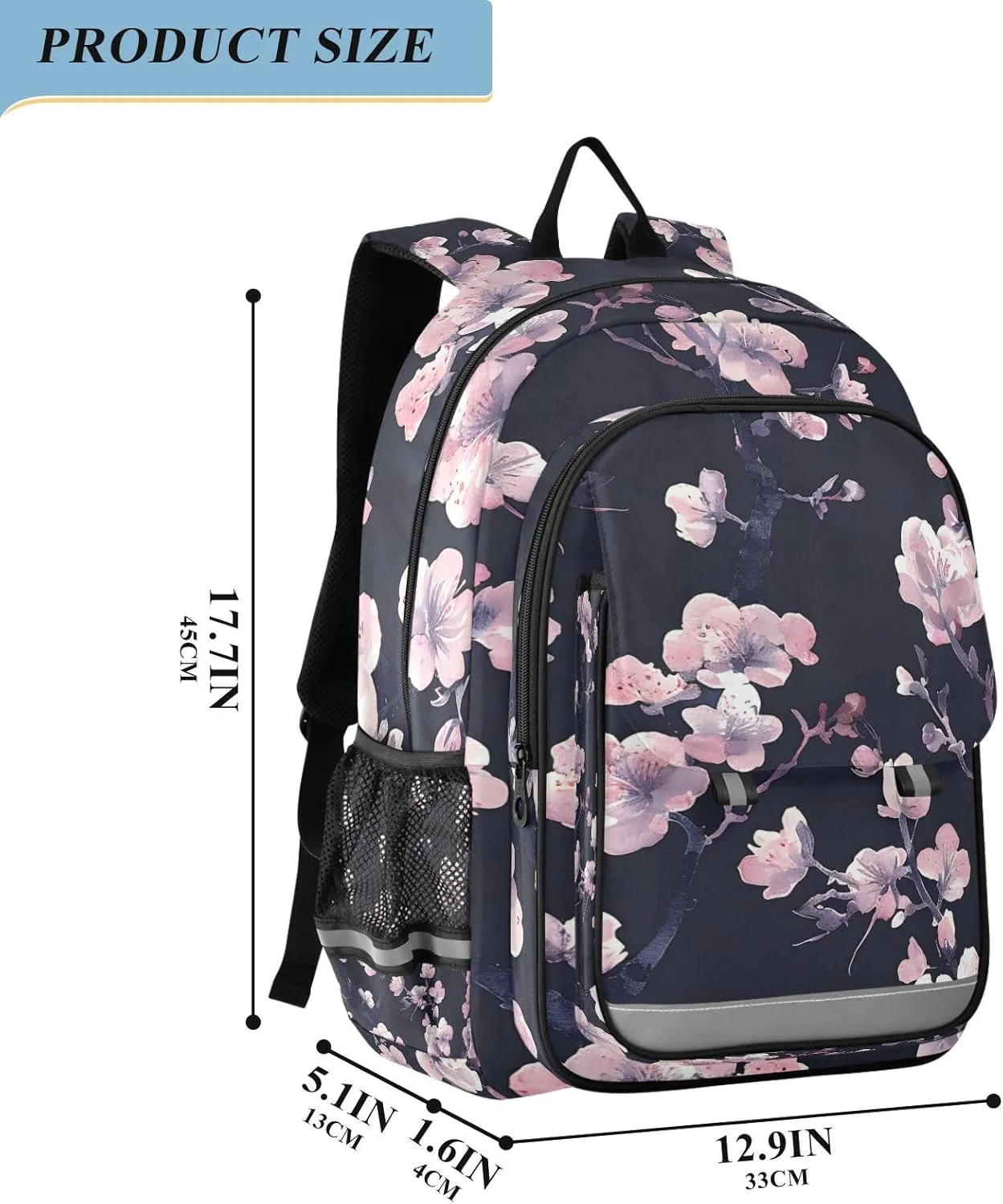 ALAZA Pink Purple Cherry Blossoms School Backpacks Travel Laptop Bag Kids Bookbag for Girls Boys Teens Women Men