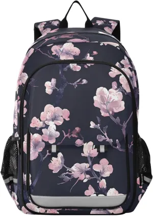 ALAZA Pink Purple Cherry Blossoms School Backpacks Travel Laptop Bag Kids Bookbag for Girls Boys Teens Women Men