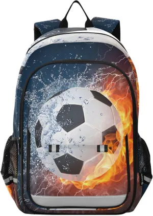 ALAZA Water Fire Soccer Laptop Backpack Purse for Women BookBags 17 inch School Bags Men Boys Girls Travel Casual Daypack