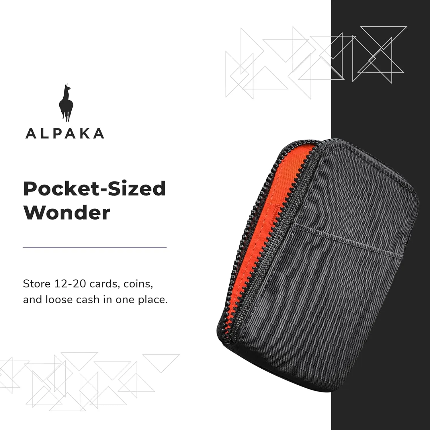 ALPAKA Zip Card Pouch - Card Wallet and Coin Pouch - Holds 12-20 Cards and Cash Holder with Black Axoflux, RFID Blocking Weatherproof Material