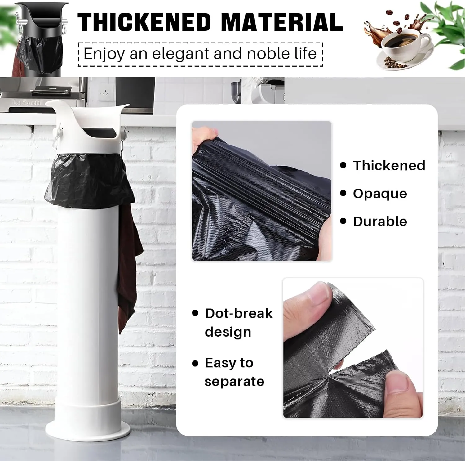 ALXDR Espresso Knock Box Garbage Bags for Commercial Coffee Grounds, 2 Roll/100pcs