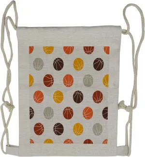Ambesonne Basketball Drawstring Backpack, Earthen Toned Balls, Sackpack Bag