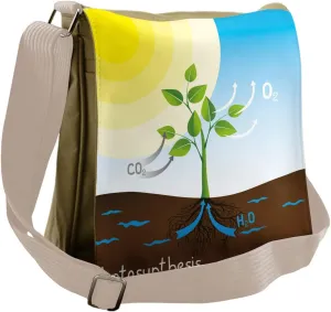 Ambesonne Science Messenger Bag, Sun Molecule Chain, Unisex Cross-body
