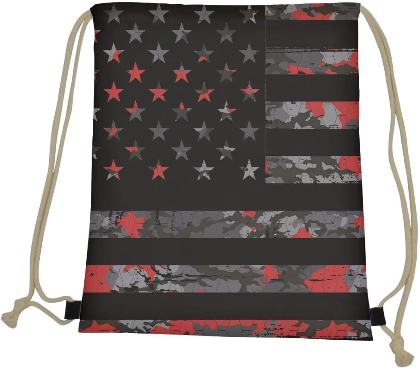 American Flag Drawstring Gym Bag for Men Boys Portable Camping String Bag Soft Drawstring Backpack Lightwight Sackpack