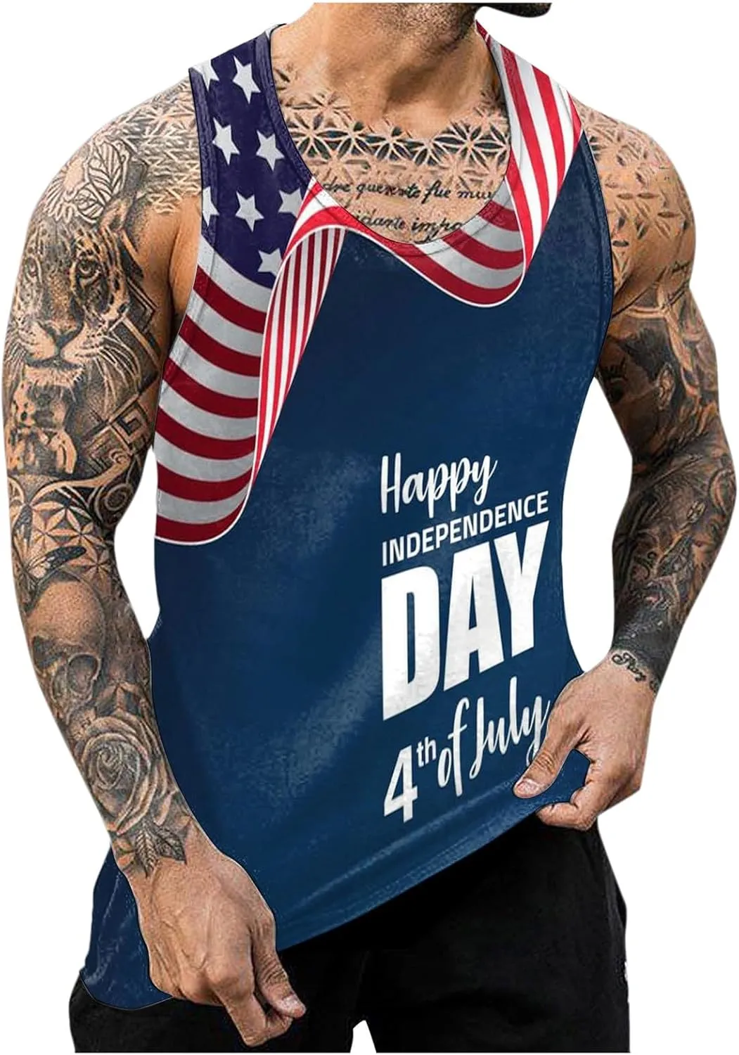 American Flag Tank Top Men 4th of July Tank Top for Men Sleeveless Muscle Patriotic Gym Workout Graphic USA Flag Tees