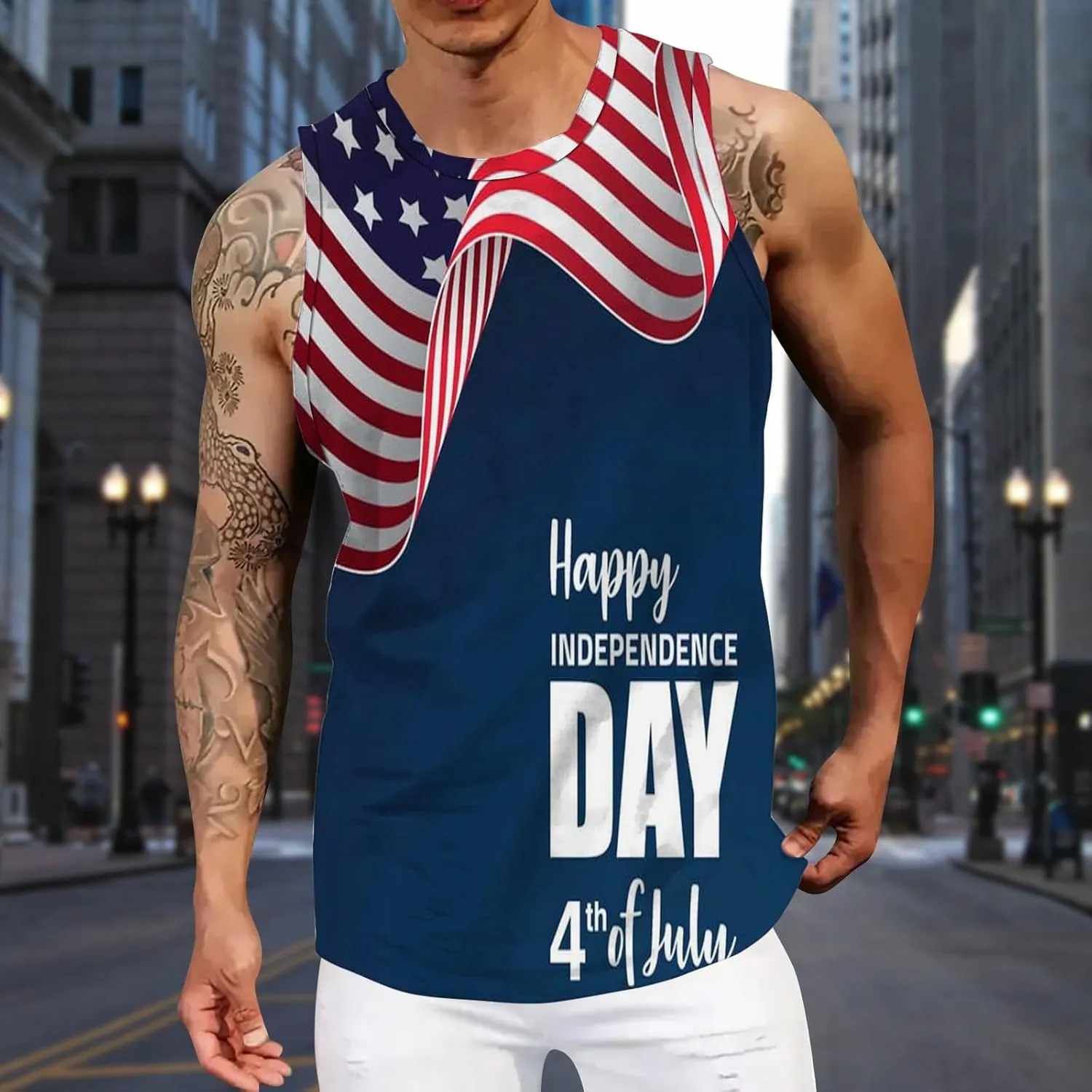 American Flag Tank Top Men 4th of July Tank Top for Men Sleeveless Muscle Patriotic Gym Workout Graphic USA Flag Tees