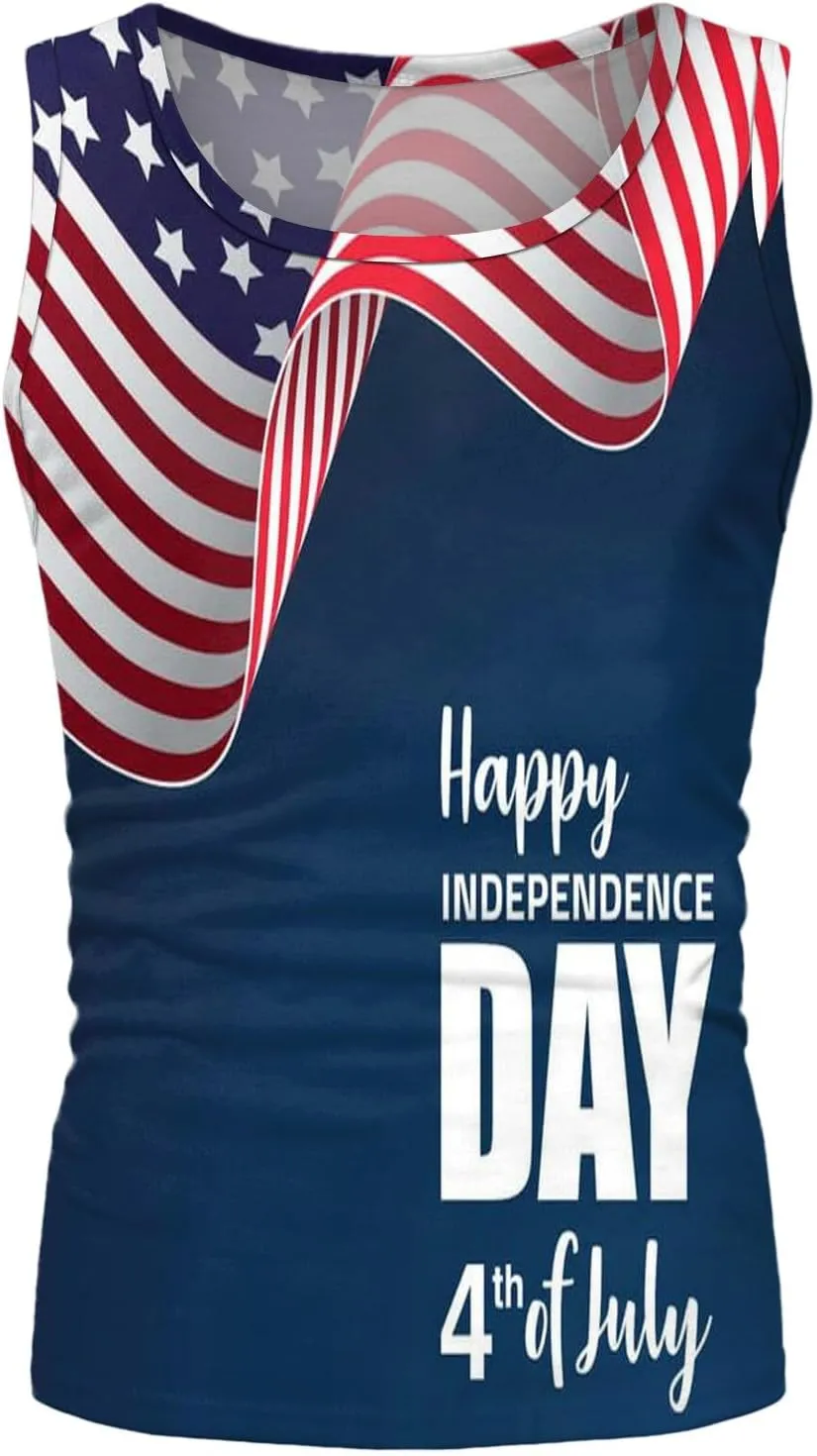 American Flag Tank Top Men 4th of July Tank Top for Men Sleeveless Muscle Patriotic Gym Workout Graphic USA Flag Tees