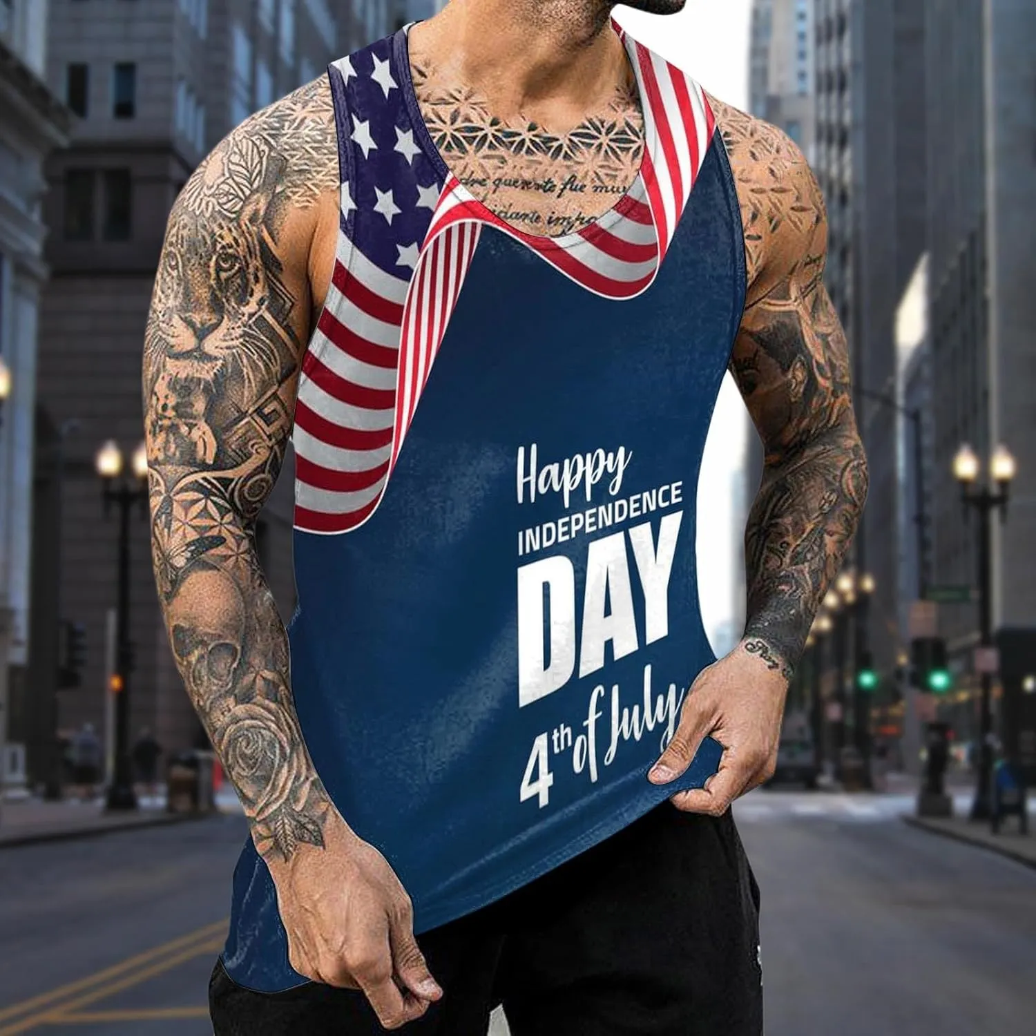 American Flag Tank Top Men 4th of July Tank Top for Men Sleeveless Muscle Patriotic Gym Workout Graphic USA Flag Tees