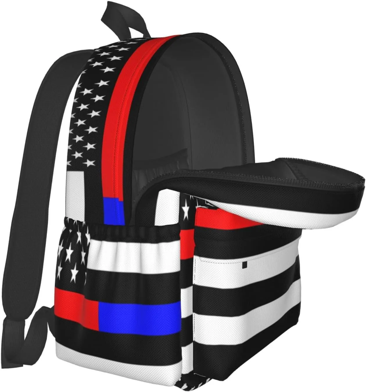 American Flags Thin Blue Red Line Casual Backpacks Large Travel Backpack Laptop Rucksack Sports Daypack Adjustable Strap Bag for Camping Hiking