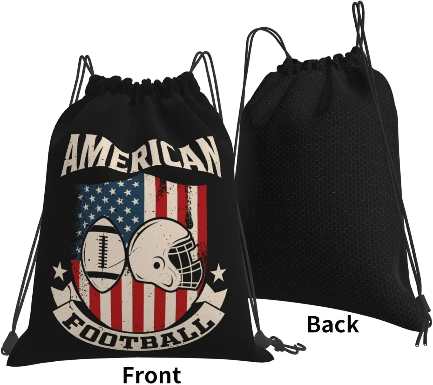 American Football Unisex Drawstring Backpack Bag Sport Gym Swim Travel Sackpack