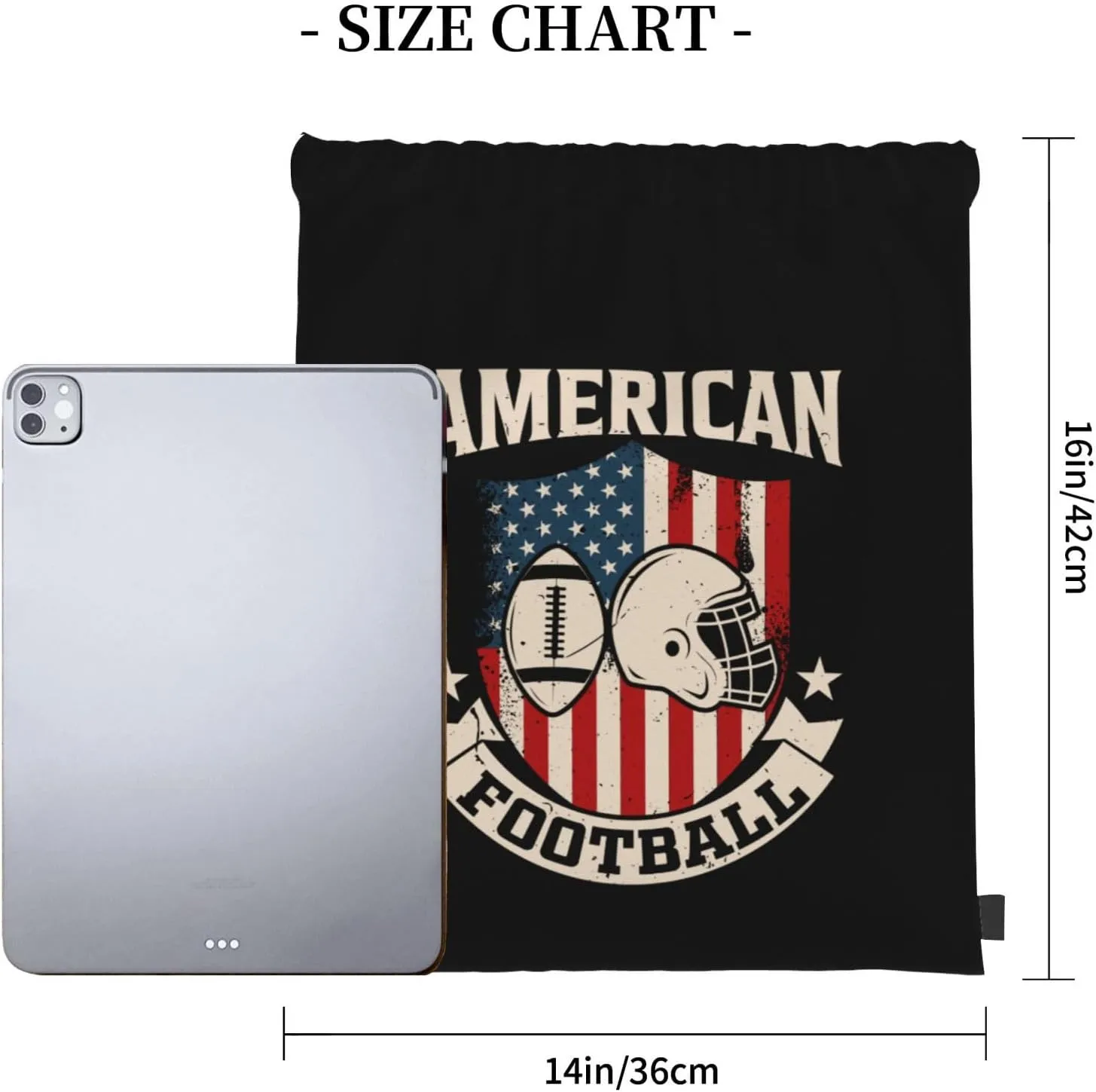 American Football Unisex Drawstring Backpack Bag Sport Gym Swim Travel Sackpack