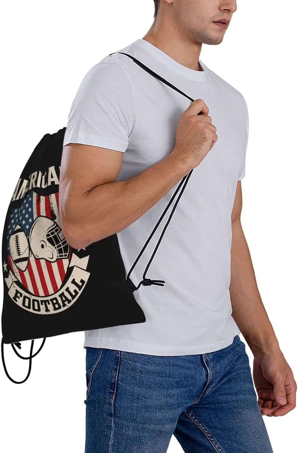 American Football Unisex Drawstring Backpack Bag Sport Gym Swim Travel Sackpack