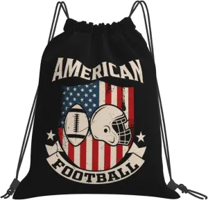 American Football Unisex Drawstring Backpack Bag Sport Gym Swim Travel Sackpack