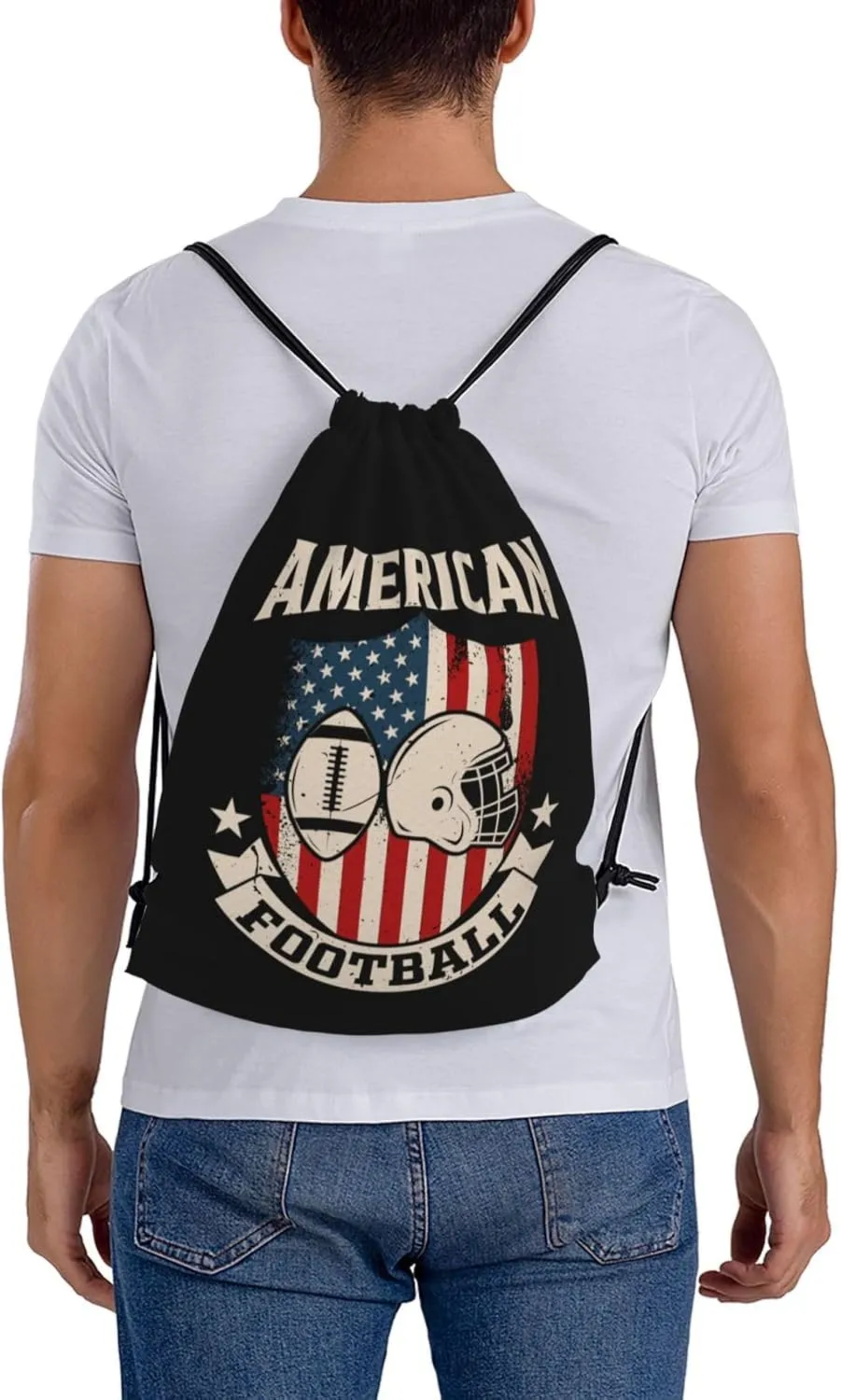 American Football Unisex Drawstring Backpack Bag Sport Gym Swim Travel Sackpack
