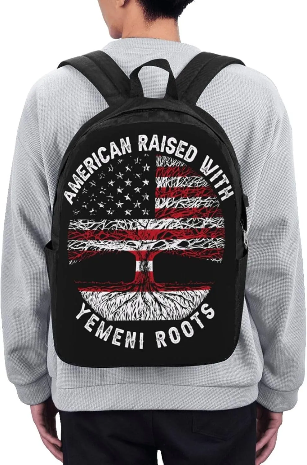 American Yemen Flag Yemeni Roots Laptop Backpacks Travel Backpack Casual Business Daypack Sport Rucksack Computer Bag Fits up to 17 Inch Notebook with USB Port