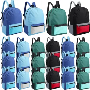 Amylove 24 Packs 12 x 17 x 6 Inches Bulk Backpacks Two Tone Backpacks with Pockets Adjustable Padded Straps Back to School Supplies Bag Bookbag for Kids Women Men Boys Girls (Plain Color)