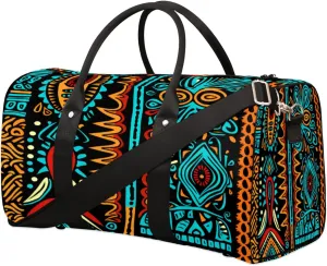 Ancient Egypt Travel Duffel Bag, Ethnic African Sports Gym Bag, Foldable Weekender Overnight Tote Bag Carry on Luggage Handbag for Yoga Workout