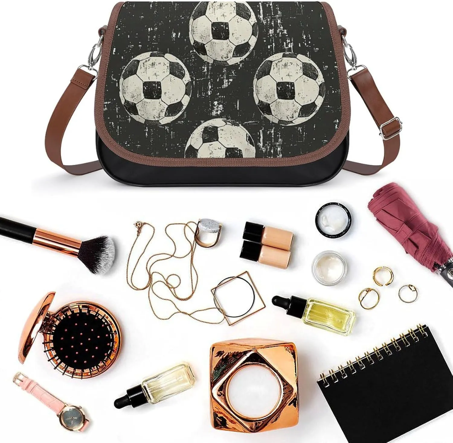 Animal Print Women's Crossbody Bag Detachable Wide Strap Shoulder Bag with Pockets Daily Work Bag