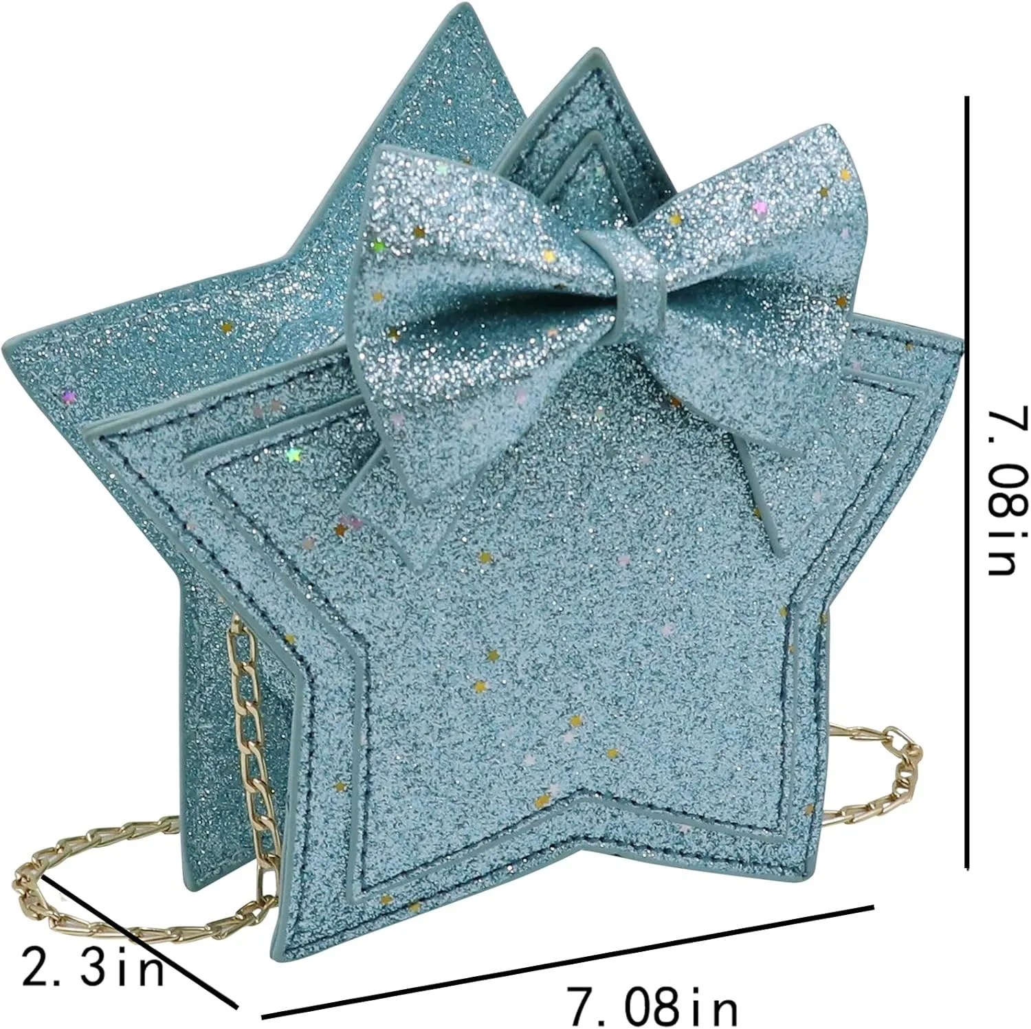 ANKOMINA Women Girls Glitter Star Shape Crossbody Purse Handbag Small Bowknot Chain Bag Princess Messenger Bag