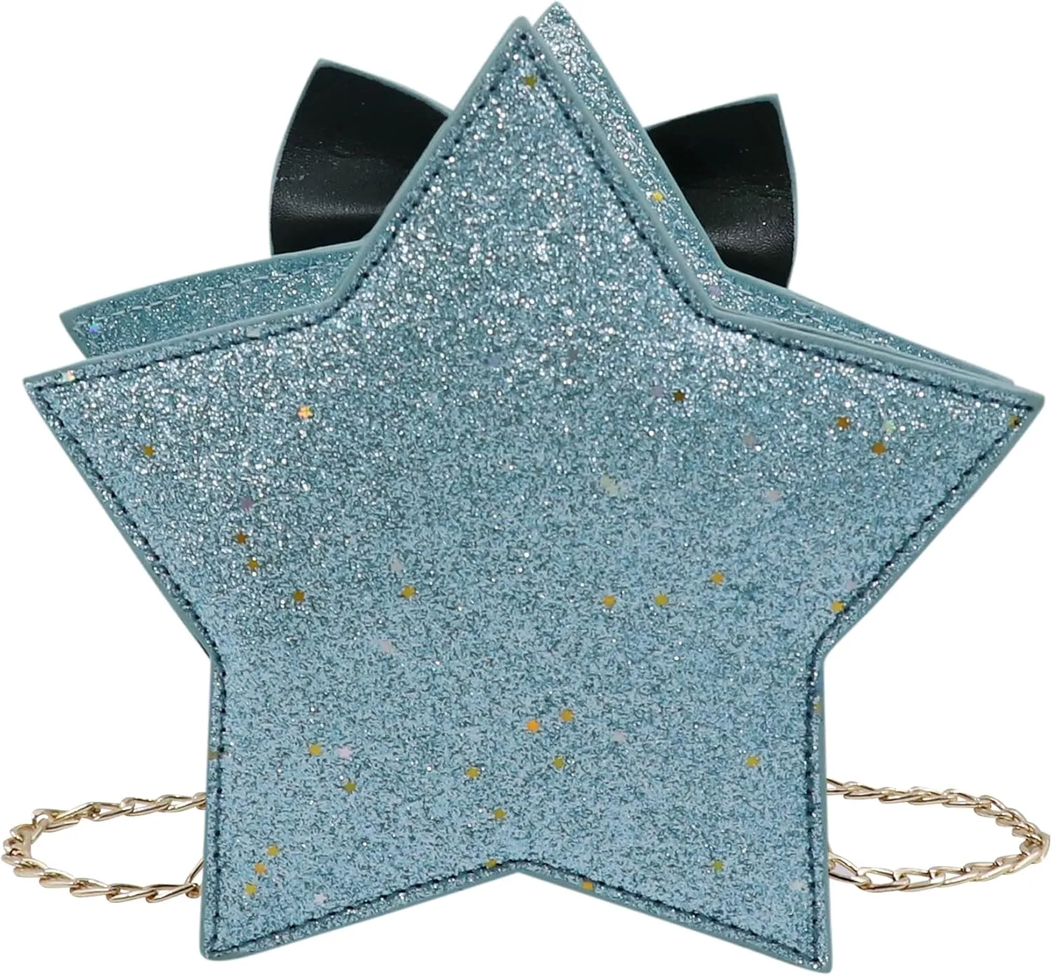 ANKOMINA Women Girls Glitter Star Shape Crossbody Purse Handbag Small Bowknot Chain Bag Princess Messenger Bag
