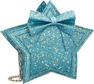 ANKOMINA Women Girls Glitter Star Shape Crossbody Purse Handbag Small Bowknot Chain Bag Princess Messenger Bag