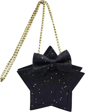ANKOMINA Women Girls Glitter Star Shape Crossbody Purse Handbag Small Bowknot Chain Bag Princess Messenger Bag