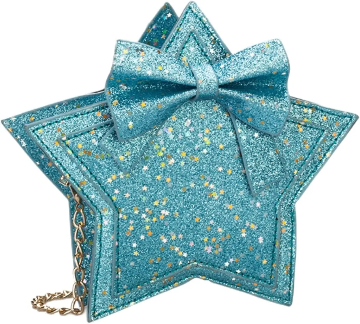 ANKOMINA Women Girls Glitter Star Shape Crossbody Purse Handbag Small Bowknot Chain Bag Princess Messenger Bag