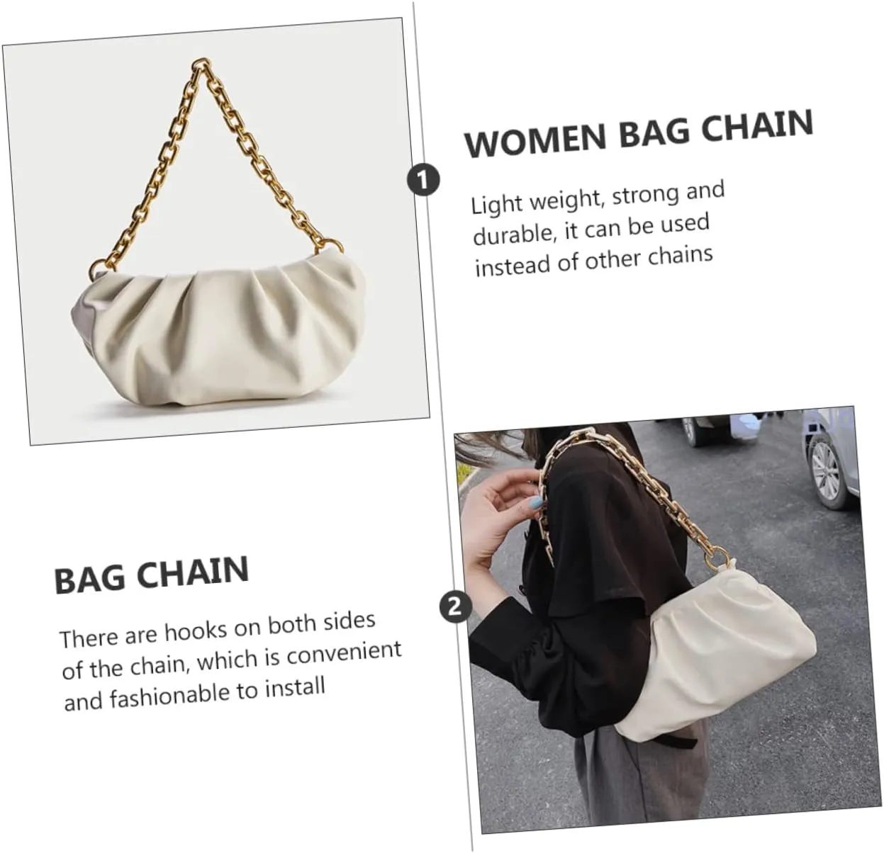 Anneome DIY Bag Chain Zinc Alloy Handbag Chain Replacement Purse Shiny Appearance Suitable for Shoulder Bag Crossbody