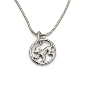 Annika Rutlin stylised silver monkey pendant on snake chain