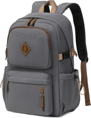 AO ALI VICTORY laptop backpack 15.6 inch anti theft travel backpacks for men and women large college bookbag work business daypack middle high school bag for girls boys teens students grey