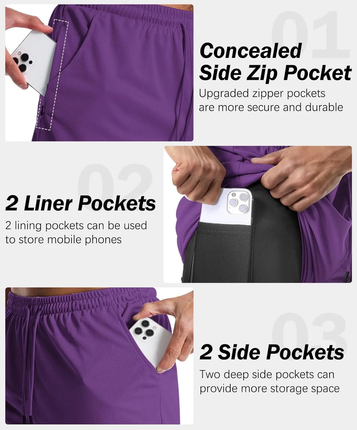 Aolesy Men's Gym Shorts with Liner - 5” Lightweight Running Shorts Mesh Workout Athletic Shorts with 5 Pockets