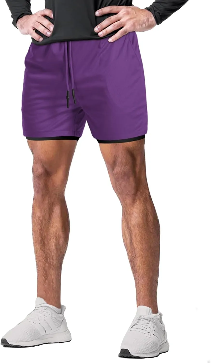Aolesy Men's Gym Shorts with Liner - 5” Lightweight Running Shorts Mesh Workout Athletic Shorts with 5 Pockets