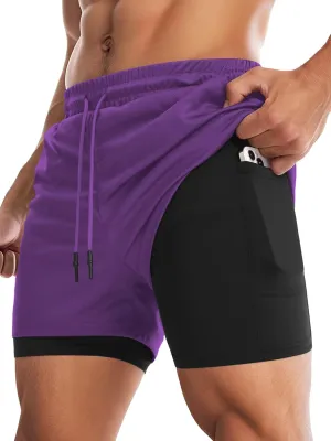 Aolesy Men's Gym Shorts with Liner - 5” Lightweight Running Shorts Mesh Workout Athletic Shorts with 5 Pockets