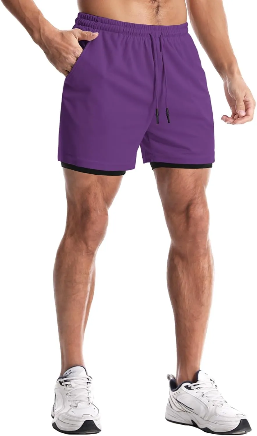 Aolesy Men's Gym Shorts with Liner - 5” Lightweight Running Shorts Mesh Workout Athletic Shorts with 5 Pockets