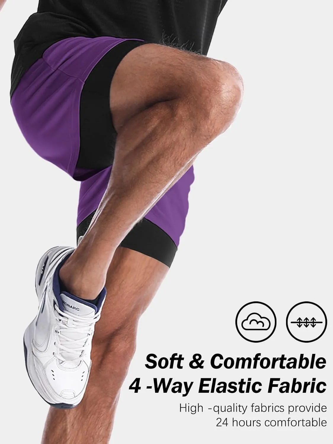 Aolesy Men's Gym Shorts with Liner - 5” Lightweight Running Shorts Mesh Workout Athletic Shorts with 5 Pockets