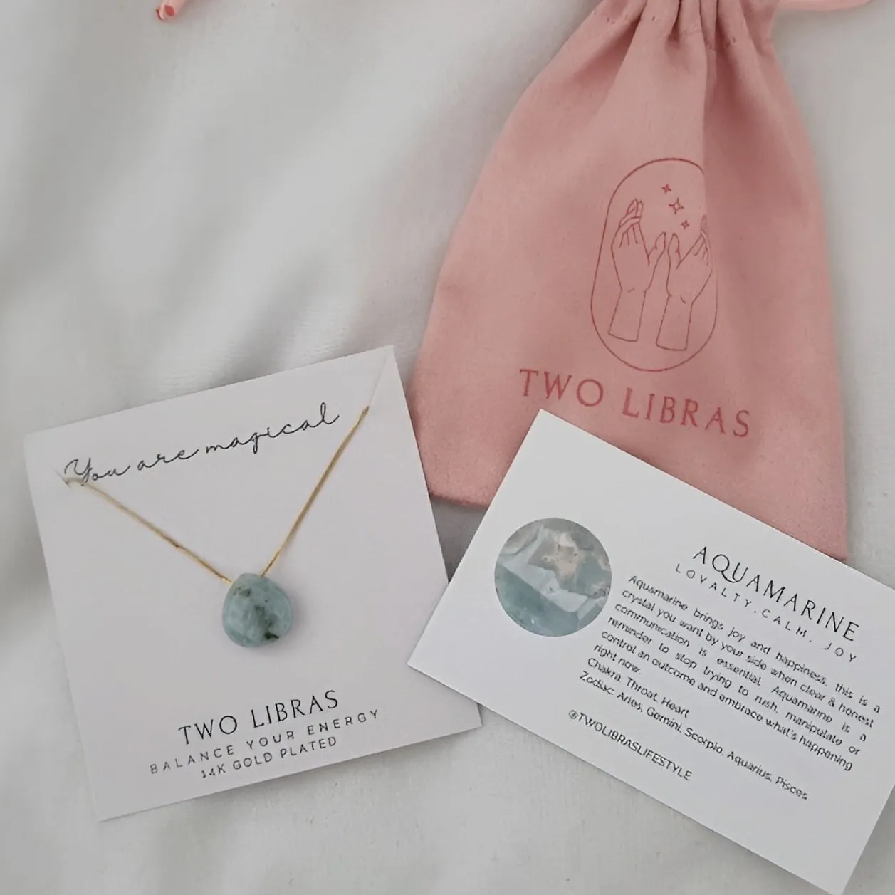 Aquamarine Tear Drop 14k Gold Plated Necklace JOY